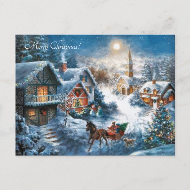Cartes Pour Fêtes Annuelles Village victorien Joyeux Noël (Devant)