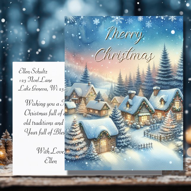 Cartes Pour Fêtes Annuelles Village Whimsical Noël personnalisé (Créateur téléchargé)