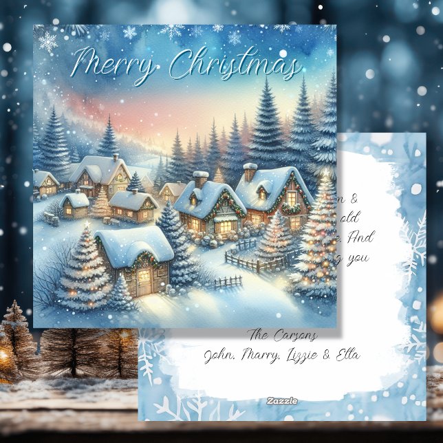 Cartes Pour Fêtes Annuelles Village Whimsical Noël personnalisé (Créateur téléchargé)