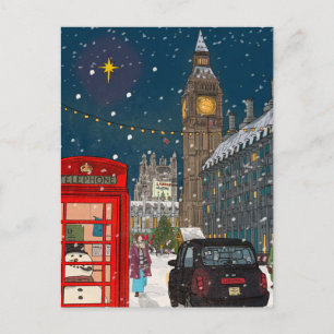Cartes Pour Fêtes Annuelles Ville de Noël de Londres d'inspiration rétro