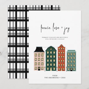 Cartes Pour Fêtes Annuelles Ville de Noël moderne pour la paix Amour & Joie