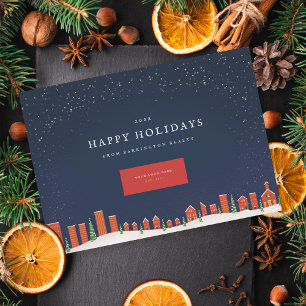 Cartes Pour Fêtes Annuelles Ville d'hiver Skyline Entreprise