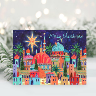 Cartes Pour Fêtes Annuelles Ville orientale Noël religieux
