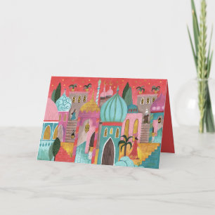 Cartes Pour Fêtes Annuelles Ville orientale Noël religieux chrétien