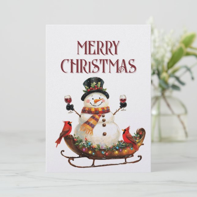 Cartes Pour Fêtes Annuelles Vin de neige Noël hiver (Debout devant)