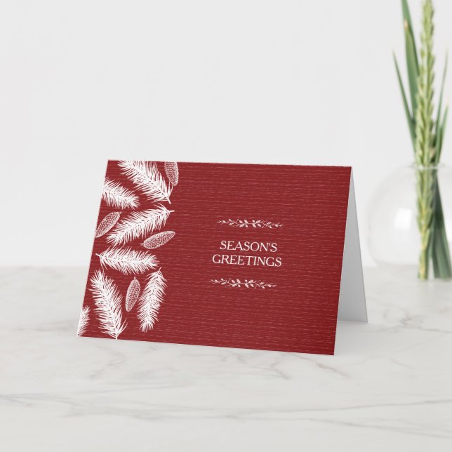 Cartes Pour Fêtes Annuelles Vin Red Pinecone Noël Fêtes Entreprise (Devant)