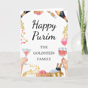 Cartes Pour Fêtes Annuelles Vin rouge de Purim Boissons de Champaign Mishloach