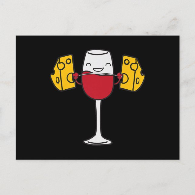 Cartes Pour Fêtes Annuelles Vin Rouge Levage Fromage Drôle Snatch Squat Haltèr (Devant)