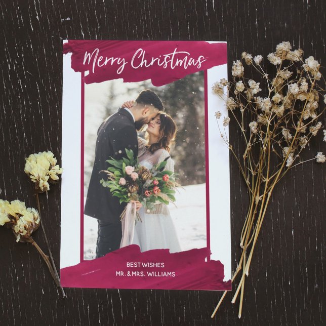 Cartes Pour Fêtes Annuelles Vin rouge photo de peinture de Noël | (Créateur téléchargé)