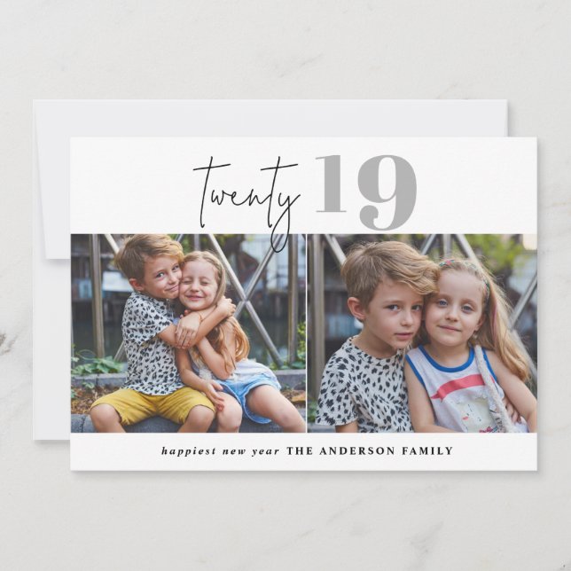 Cartes Pour Fêtes Annuelles VINGT audacieuse graphique multi photo nouvelle an (Devant)