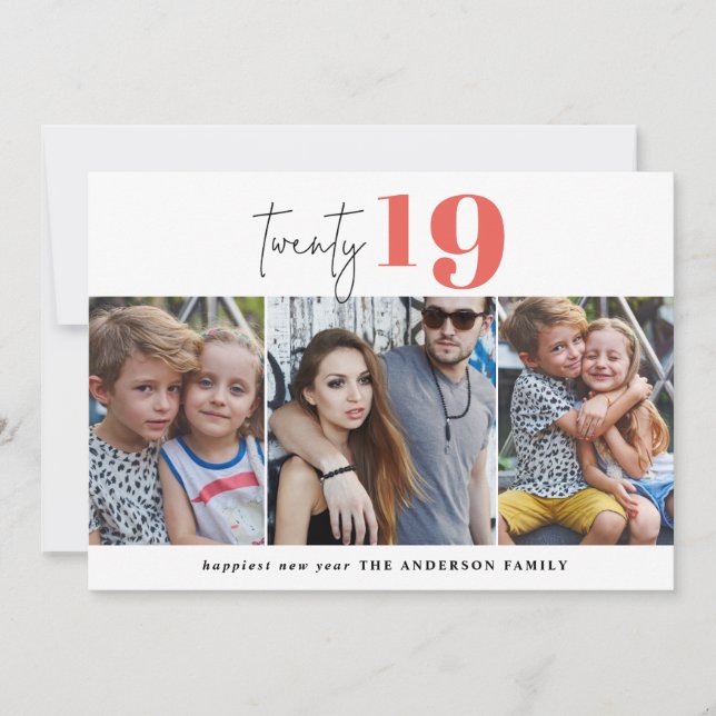 Cartes Pour Fêtes Annuelles VINGT graphique gras multi photo nouvelle année (Devant)