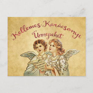 Cartes Pour Fêtes Annuelles Vintage Angel Noël Hongrois Salutations