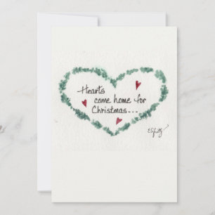 Cartes Pour Fêtes Annuelles Vintage Aquarelle Les coeurs rentrent à la maison 