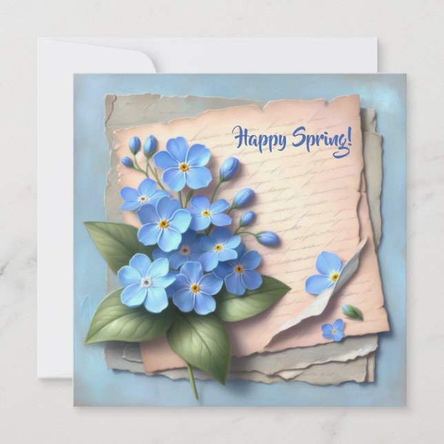 Cartes Pour Fêtes Annuelles Vintage aquarelle ne m'oublie pas de fleurs (Devant)