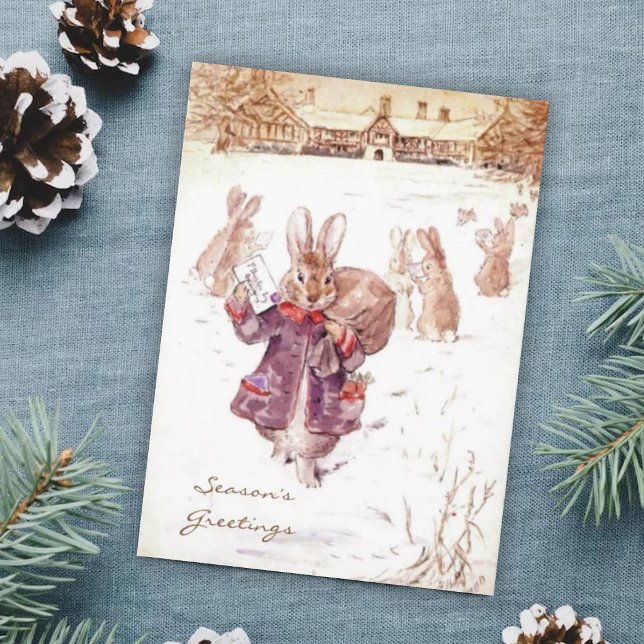 Cartes Pour Fêtes Annuelles Vintage Beatrix Potter Noël Bonjour (Créateur téléchargé)