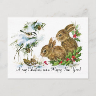 Cartes Pour Fêtes Annuelles Vintage Bunnies de Noël