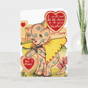 Cartes Pour Fêtes Annuelles Vintage Calico Cat Valentine's Day Greeting Card