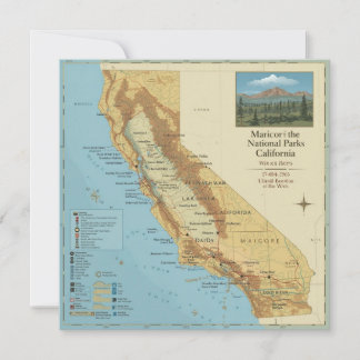Cartes Pour Fêtes Annuelles Vintage California National Parks Map Art