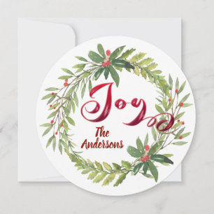 Cartes Pour Fêtes Annuelles Vintage calligraphie joie botanique couronne vacan