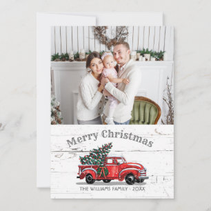 Cartes Pour Fêtes Annuelles Vintage Camion Rouge Arbre de Noël Photo Russe