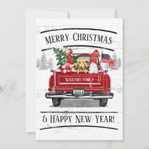 Cartes Pour Fêtes Annuelles Vintage Camion Rouge Gnome Chien Couple Noël Patri