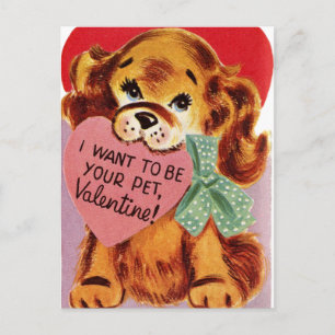 Cartes Pour Fêtes Annuelles Vintage Chien tient le coeur Valentine