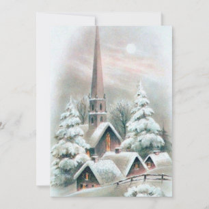 Cartes Pour Fêtes Annuelles Vintage Christmas Church Village Winter