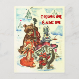 Cartes Pour Fêtes Annuelles Vintage Christmas, groupe de musique animale