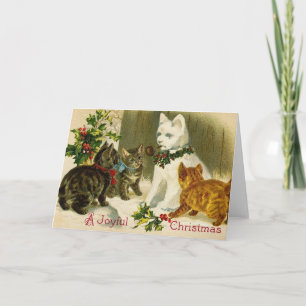 Cartes Pour Fêtes Annuelles Vintage Christmas Kitty Cats