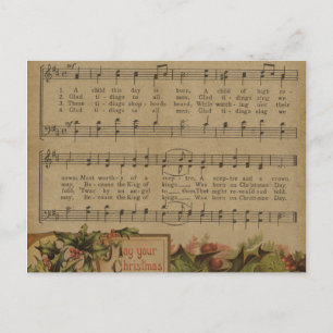 Cartes Pour Fêtes Annuelles Vintage Christmas Music Sheet