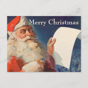 Cartes Pour Fêtes Annuelles Vintage Christmas, Père Noël Naughty Nice Liste