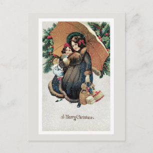 Cartes Pour Fêtes Annuelles Vintage Christmas Shopping in Snow