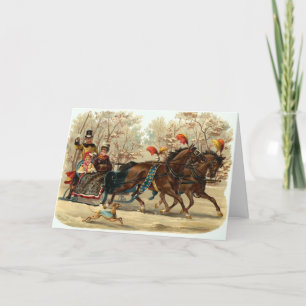 Cartes Pour Fêtes Annuelles Vintage Christmas Sleigh Ride,