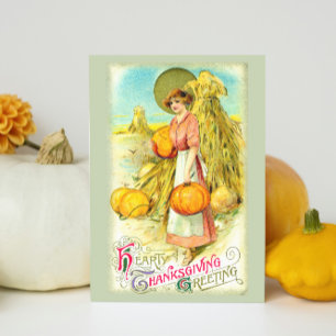 Cartes Pour Fêtes Annuelles Vintage Citrouille de salutation de Thanksgiving