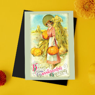 Cartes Pour Fêtes Annuelles Vintage Citrouille de salutation de Thanksgiving