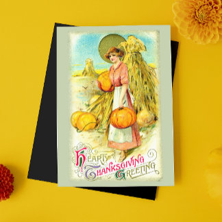 Cartes Pour Fêtes Annuelles Vintage Citrouille de salutation de Thanksgiving