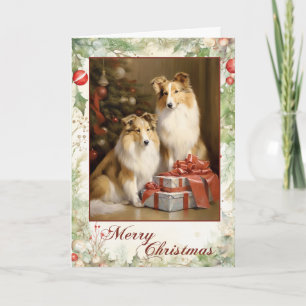 Cartes Pour Fêtes Annuelles Vintage Collie Noël