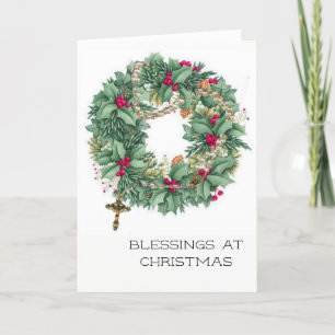 Cartes Pour Fêtes Annuelles Vintage couronne de Noël avec Rosaire