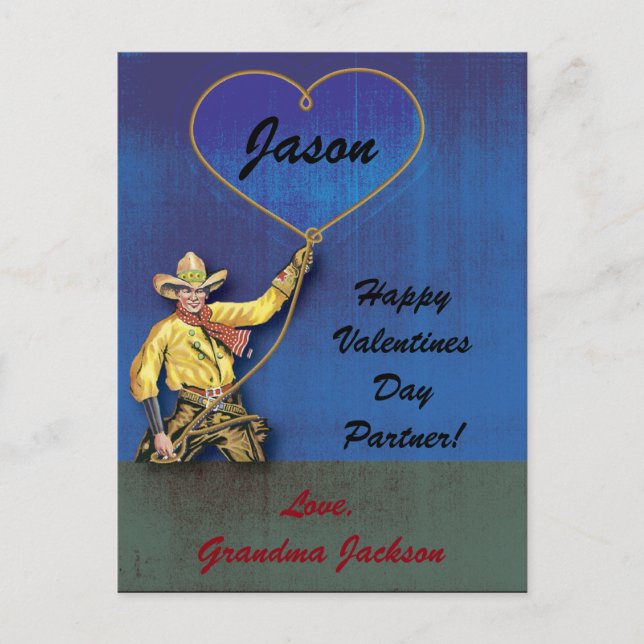 Cartes Pour Fêtes Annuelles Vintage cowboy romantique (Devant)