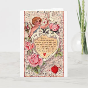 Cartes Pour Fêtes Annuelles Vintage Cupidé Avec La Colombe Et Lettre D'Amour