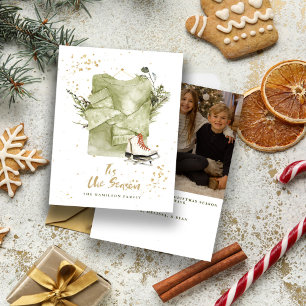 Cartes Pour Fêtes Annuelles Vintage Famille Noël Photo Boho Tis The Season