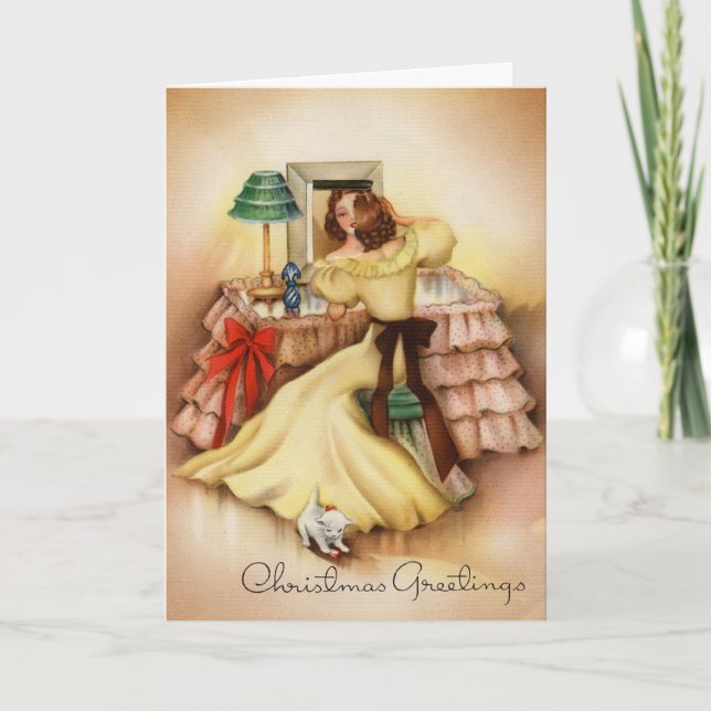 Cartes Pour Fêtes Annuelles Vintage fille (Devant)