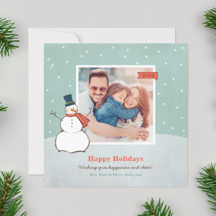 Cartes Pour Fêtes Annuelles Vintage hiver Snowman Happy Holidays Photo