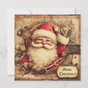 Cartes Pour Fêtes Annuelles Vintage illustration rétro Santa Claus ho ho ho