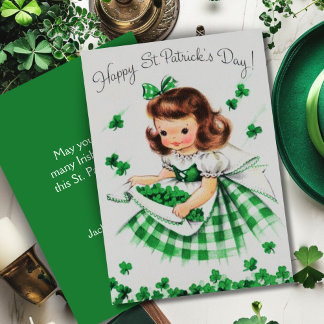 Cartes Pour Fêtes Annuelles Vintage Irish Lassie Custom Retro St Patrick's Day