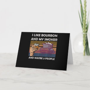 Cartes Pour Fêtes Annuelles Vintage J'Aime Bourbon Mon Fumeur 3 Personnes Cade