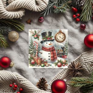 Cartes Pour Fêtes Annuelles Vintage Jingle Bells & Christmas Snowman