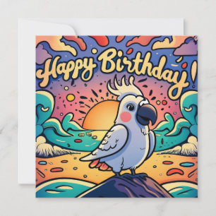 Cartes Pour Fêtes Annuelles Vintage Joyeux Anniversaire Perroquet coloré