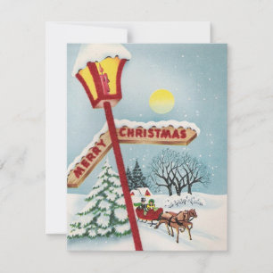 Cartes Pour Fêtes Annuelles Vintage Joyeux Cheval de Noël Sleigh