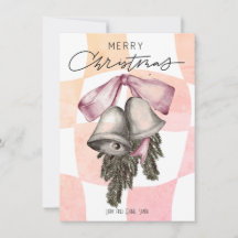 Vintage Joyeux Noël Cloches Rubans Noël